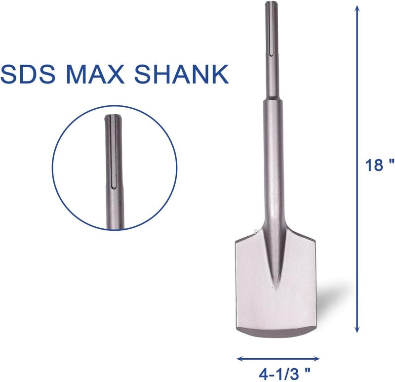 BHTOP SDS-Max Shank Bits Chisel-4-1/3"x18" Clay Spade Alloy Steel Digging Shovel Bit Chisel - for Gardening Landscaoing Concrete Brick Sand Stone - Image 1